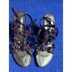Louis Vuitton Wedges Sandals LV Monogram Sandals Women Size 38 1/2